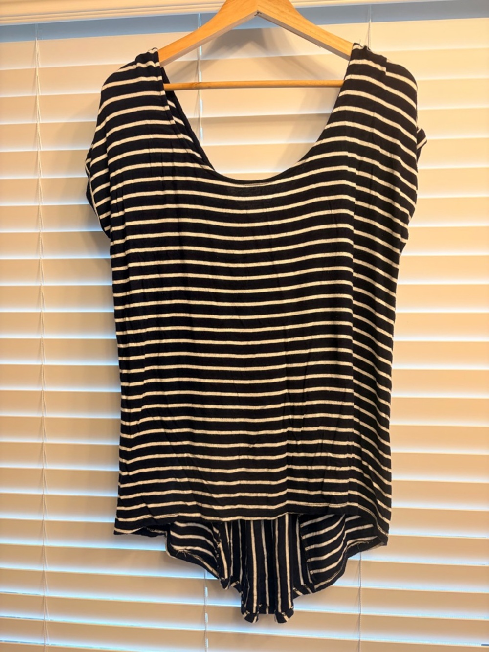 Gibson Black and White Striped Scoop Neck Tank